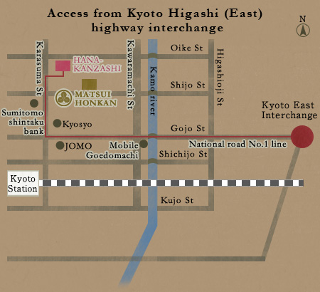 Access from Kyoto higashi