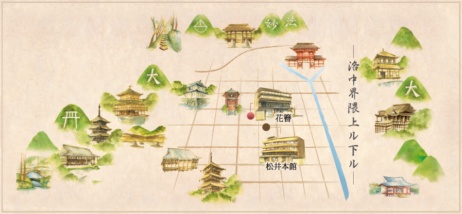 World Heritages Near to Matsui-Honkan map